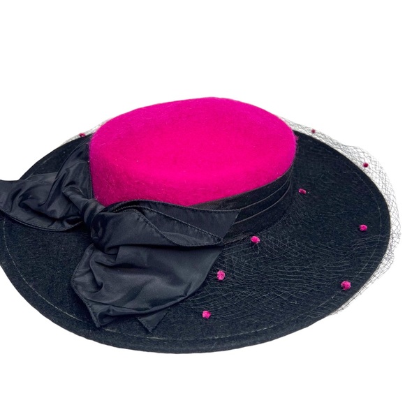 Vintage Accessories - Vintage Whittall & Javits Mohair Wool Hat Barbie Princess Diana Kentucky Derby